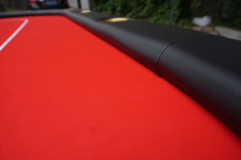 Sleek Red Aura Oval Poker Table with Stylish Curved Legs