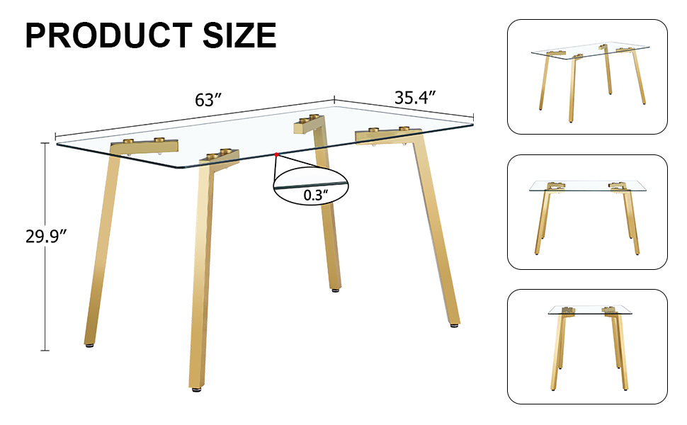 Gleaming Gold Glass Dining Table