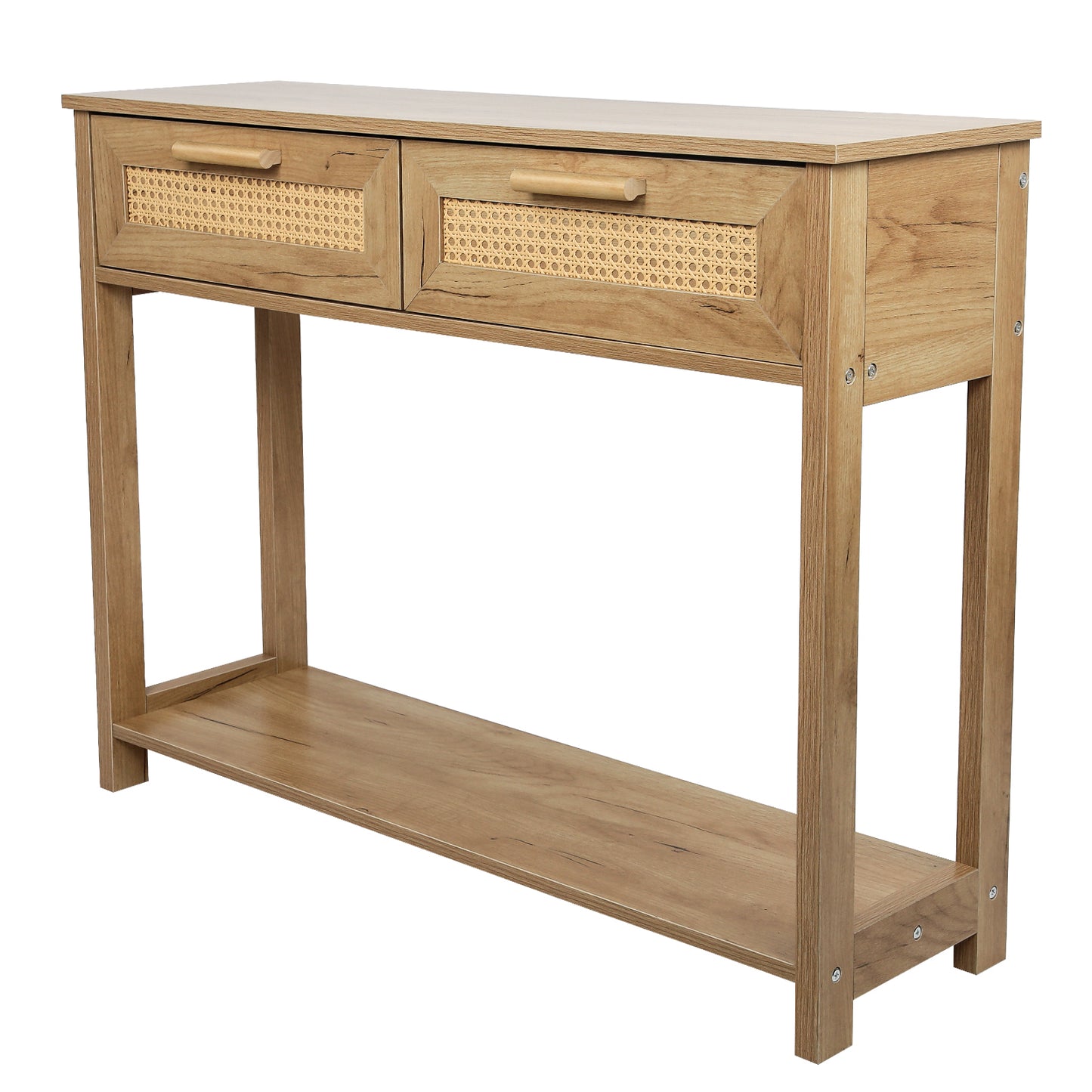 Chic Rattan Console Table with Storage