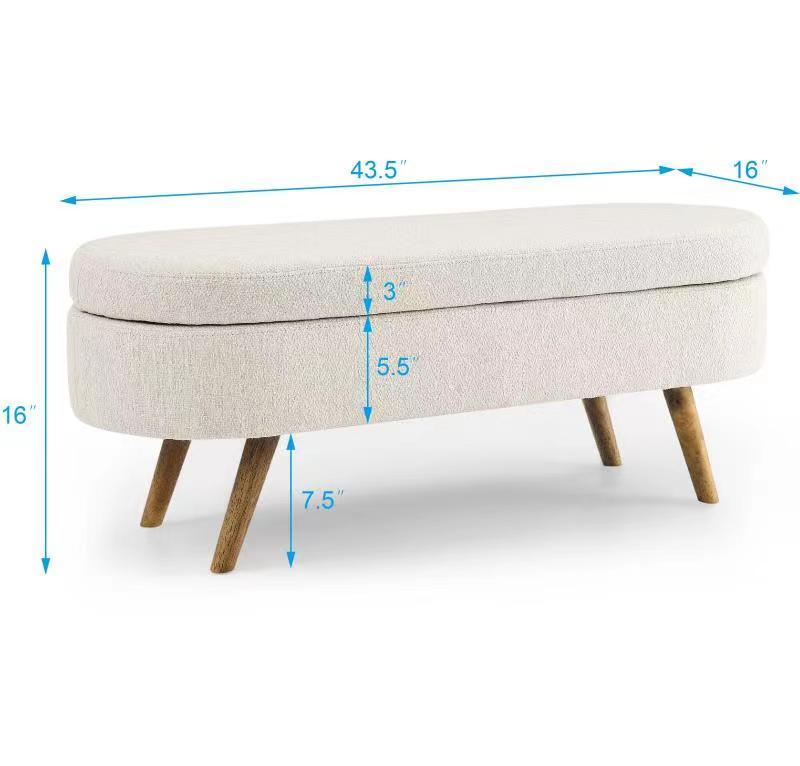 Cozy Beige Oval Storage Ottoman