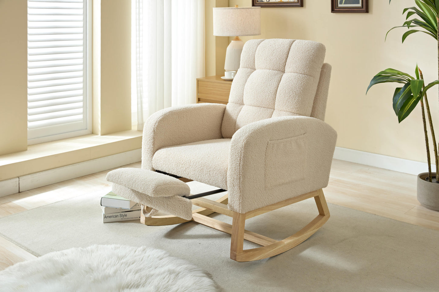 Cozy Rocking Lounge Chair with Footrest & Side Pocket