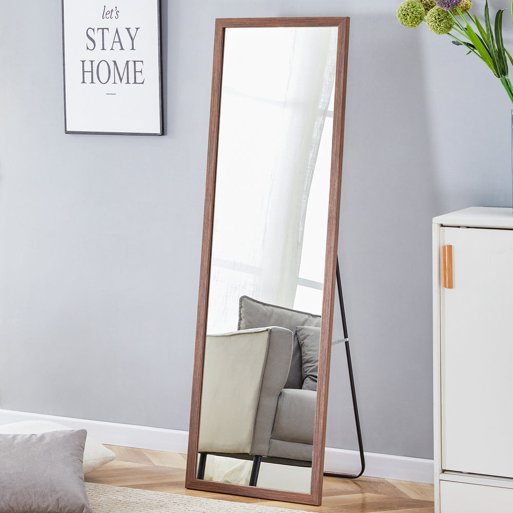 Elegant Wood Grain Full-Length Mirror