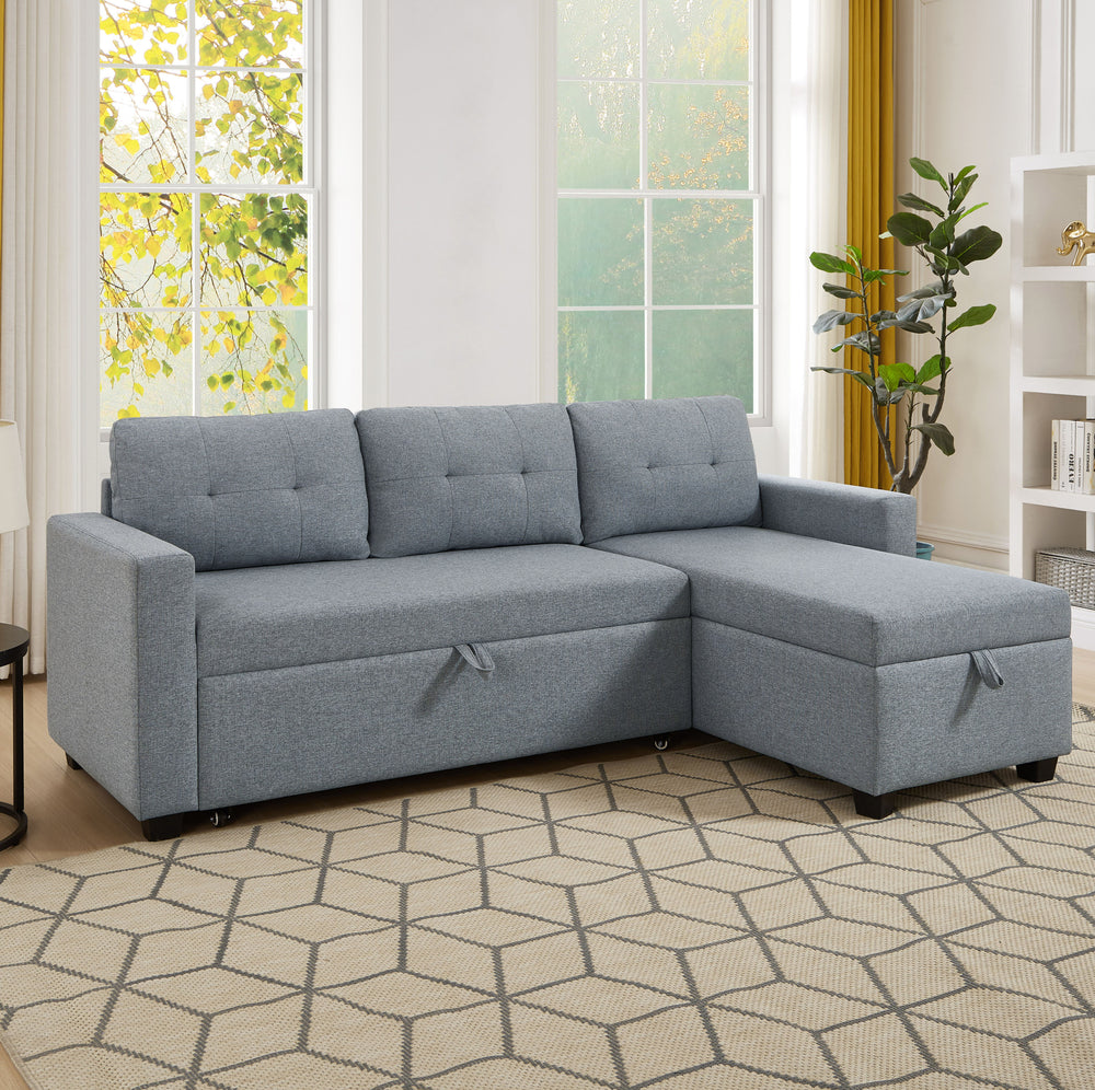 CozyConvertible Sectional Sofa with Storage in Light Grey