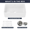 Chic White Farmhouse Kitchen Sink with Drain & Grid