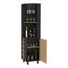 Stylish 10-Bottle Bar Cabinet in Black Wengue and Pine