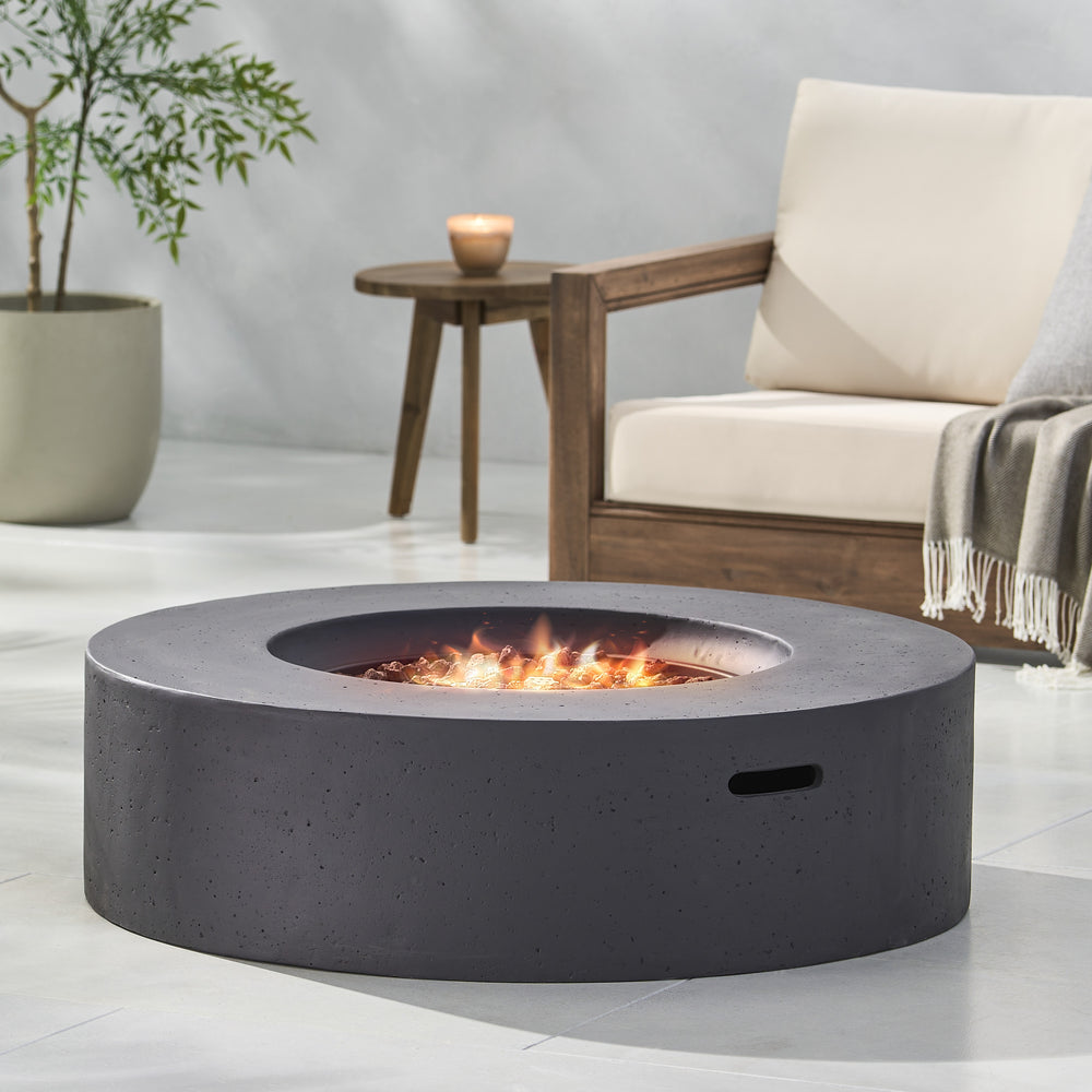 Cozy Outdoor Round Fire Pit in Dark Gray