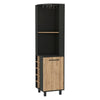 Stylish 10-Bottle Bar Cabinet in Black Wengue and Pine