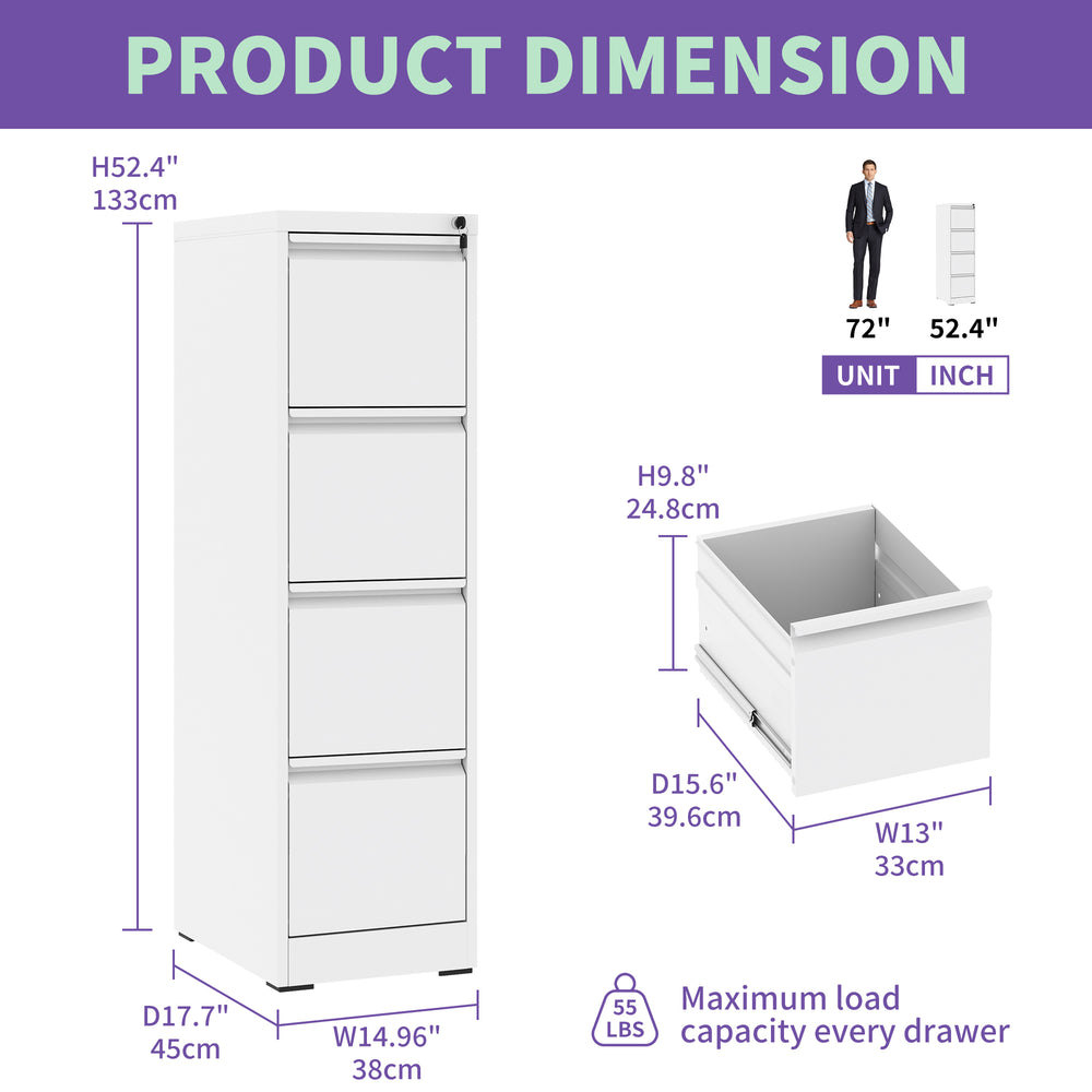 Secure Steel File Cabinet with 4 Drawers