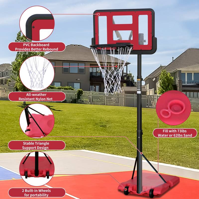 Adjustable Outdoor Basketball Hoop with Portable Base