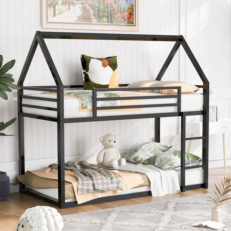 Cozy Black House Bunk Bed