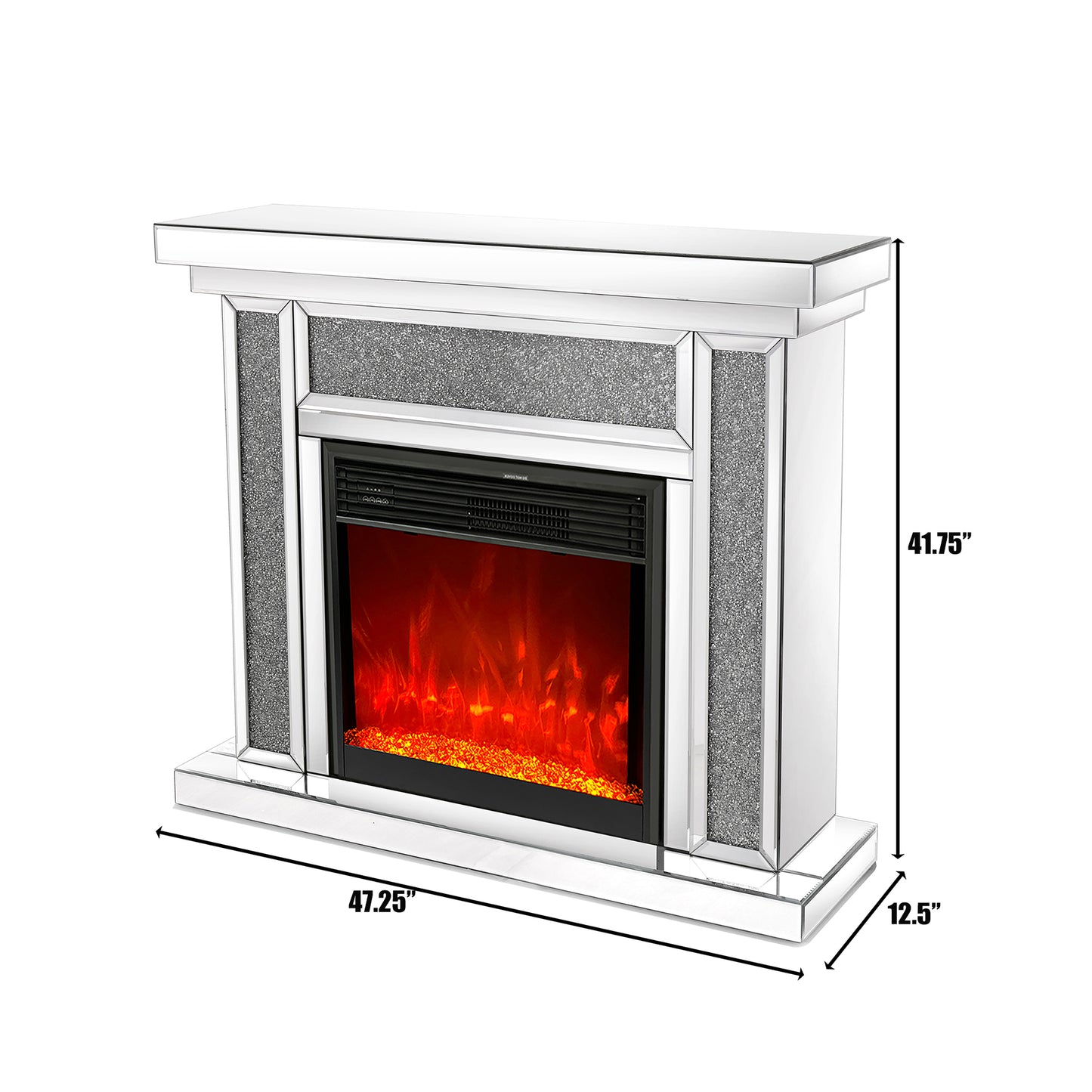 CozyGlow Mirrored Fireplace with Remote & Colorful Flames