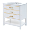 Navy Blue & White Chic Bathroom Vanity with Open Storage