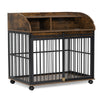 Stylish Heavy-Duty Dog Crate with Wheels and Storage