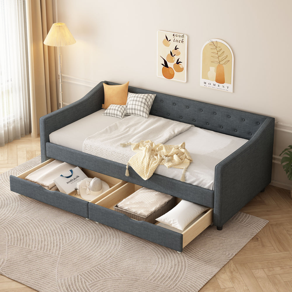 Cozy Dark Grey Twin Daybed with Stylish Drawers