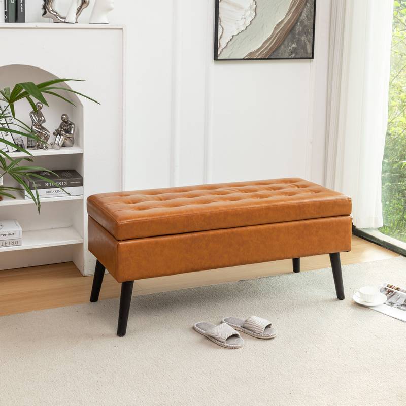 Stylish Leather Storage Bench
