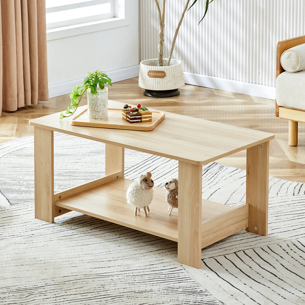 Chic Log-Inspired Double Layer Coffee Table