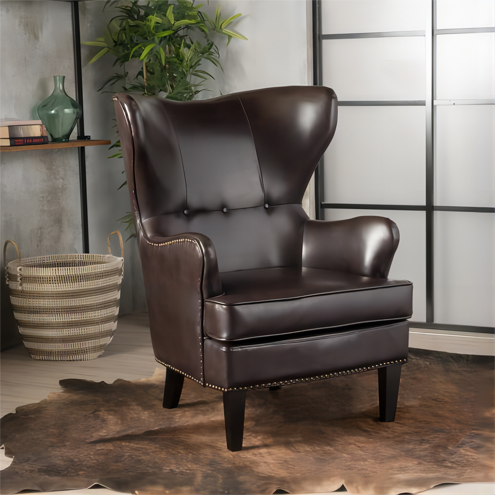 Chic Dark Brown High Back Chair - Luxurious Comfort