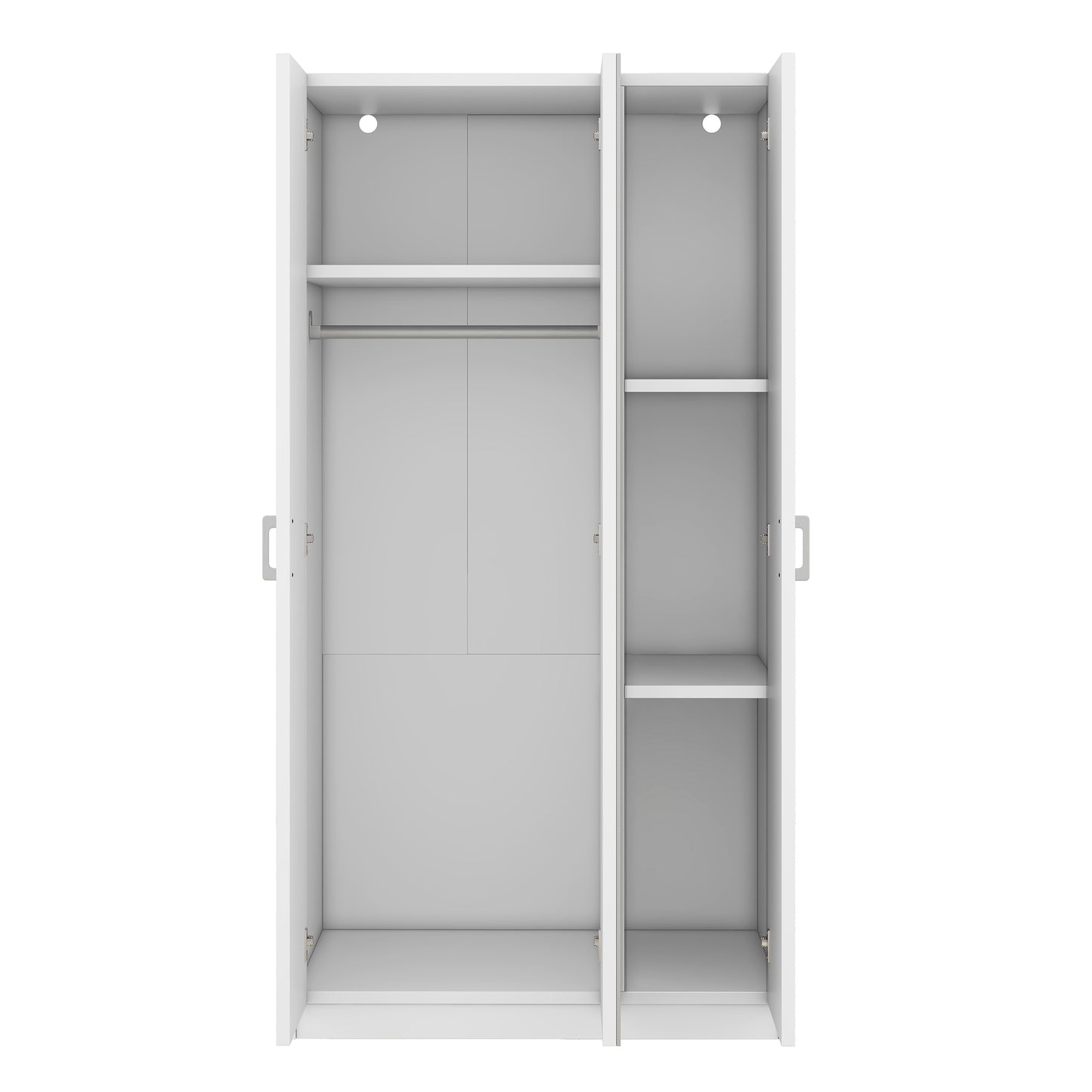 Chic White Wardrobe with Mirror and Shelves