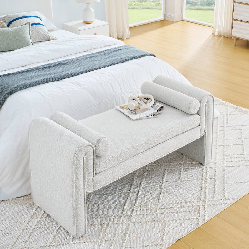Cozy Linen Bedroom Stool - Versatile and Stylish in White