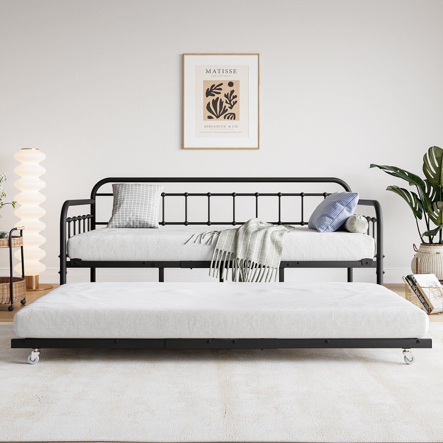 Stylish Twin Metal Daybed with Trundle - No Box Spring Needed!