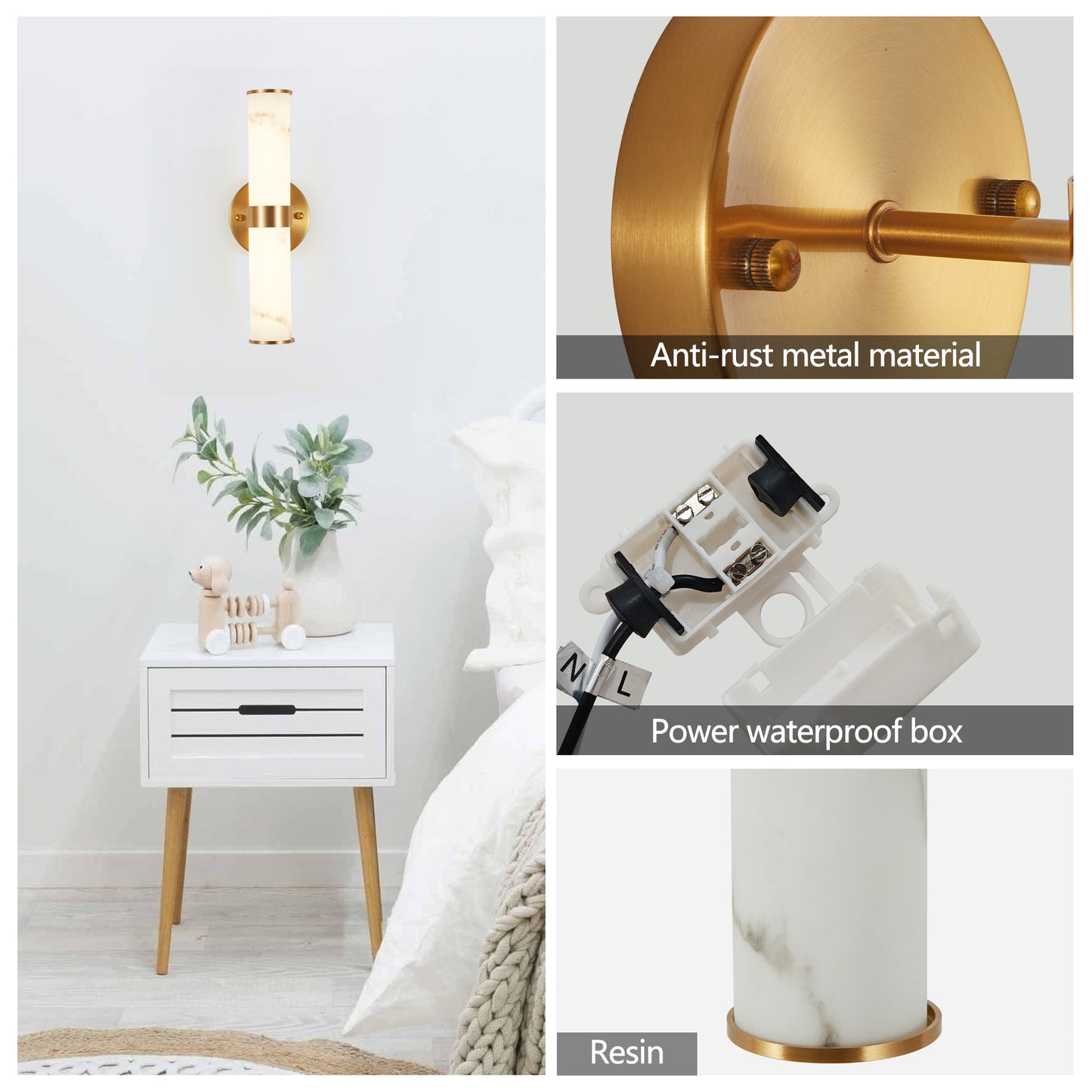 Chic Gold Resin Wall Sconces - Set of Two