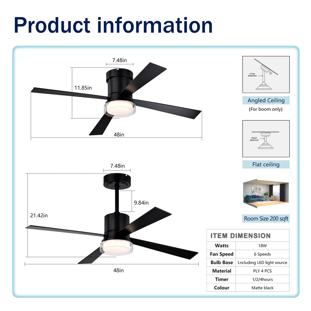 Modern Dimmable Fandelier Ceiling Fan with Remote