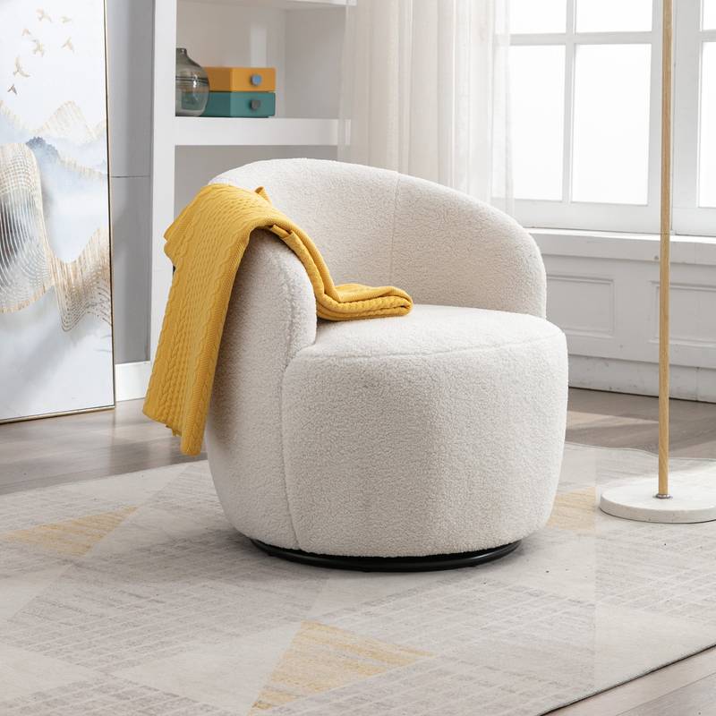 Cozy Ivory Swivel Accent Chair