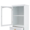 Chic Tall Bathroom Cabinet with Glass Doors & Adjustable Shelves