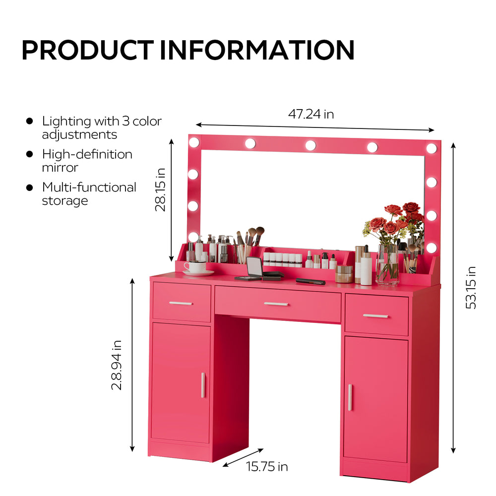 Sparkle & Shine Makeup Vanity in Rose Pink