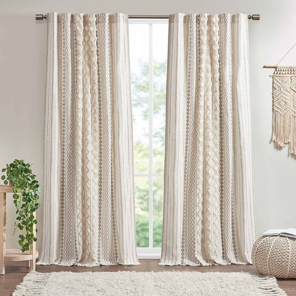 Chic Chenille Stripe Curtain Panel