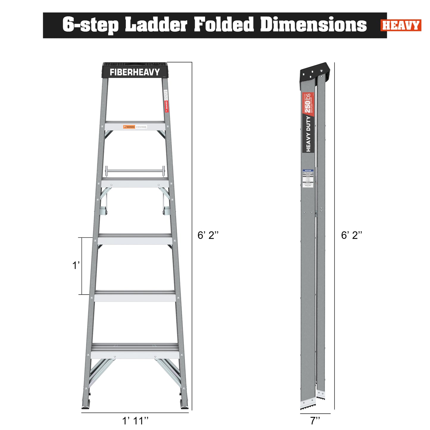 Sturdy Grey Fibreglass Step Ladder