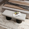 Cozy Grey Boucle Bench with Bold Black Legs