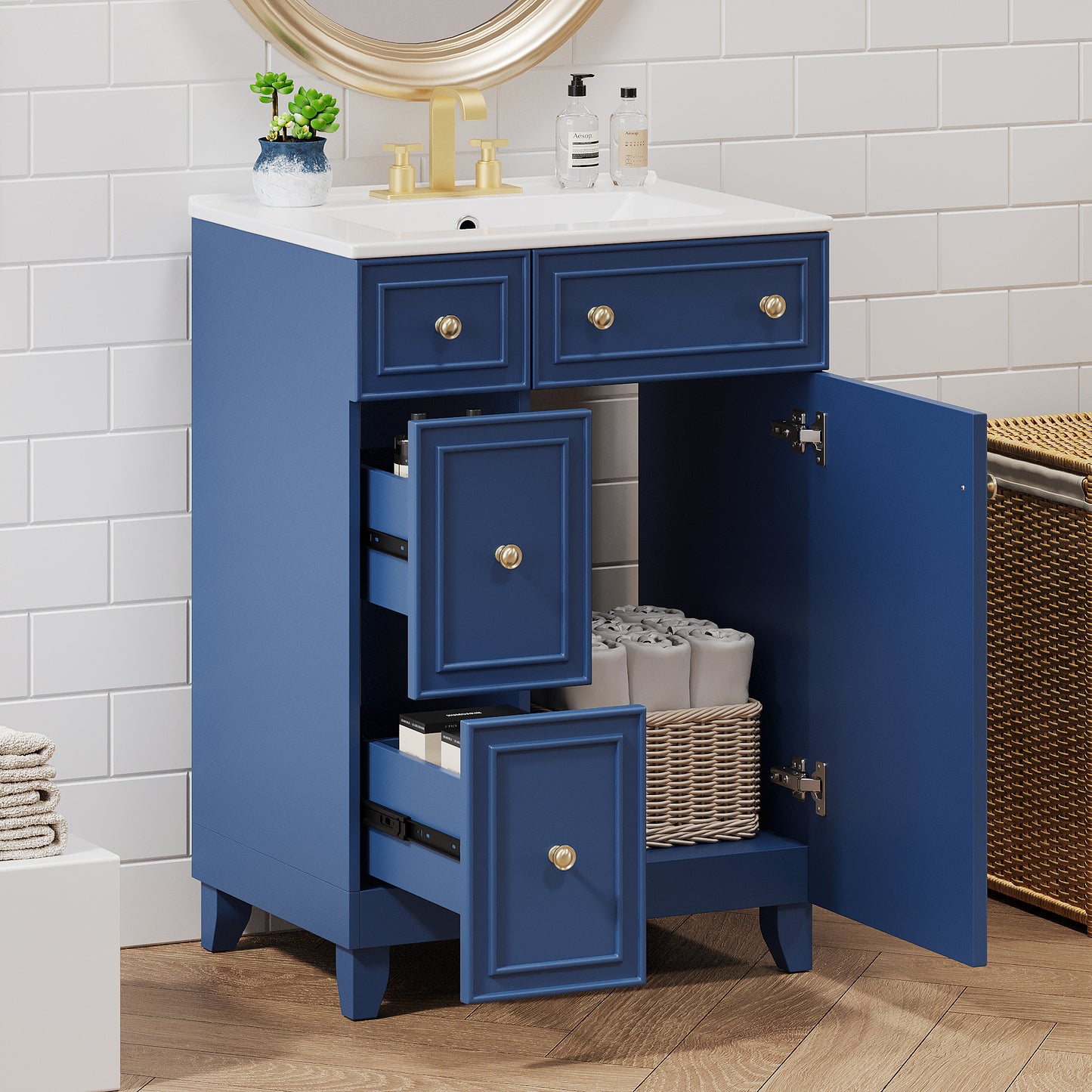 Chic Compact Bathroom Vanity with Sink and Storage