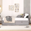 Chic Grey Twin Platform Bed with Storage Drawers