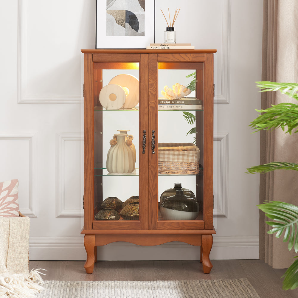 Elegant Lighted Curio Cabinet with Adjustable Shelves