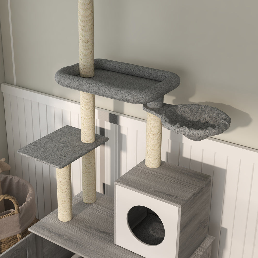 Cozy Cat Haven: Litter Box & Climbing Tree Combo