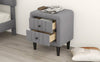 Velvet Gray Nightstand with Drawers