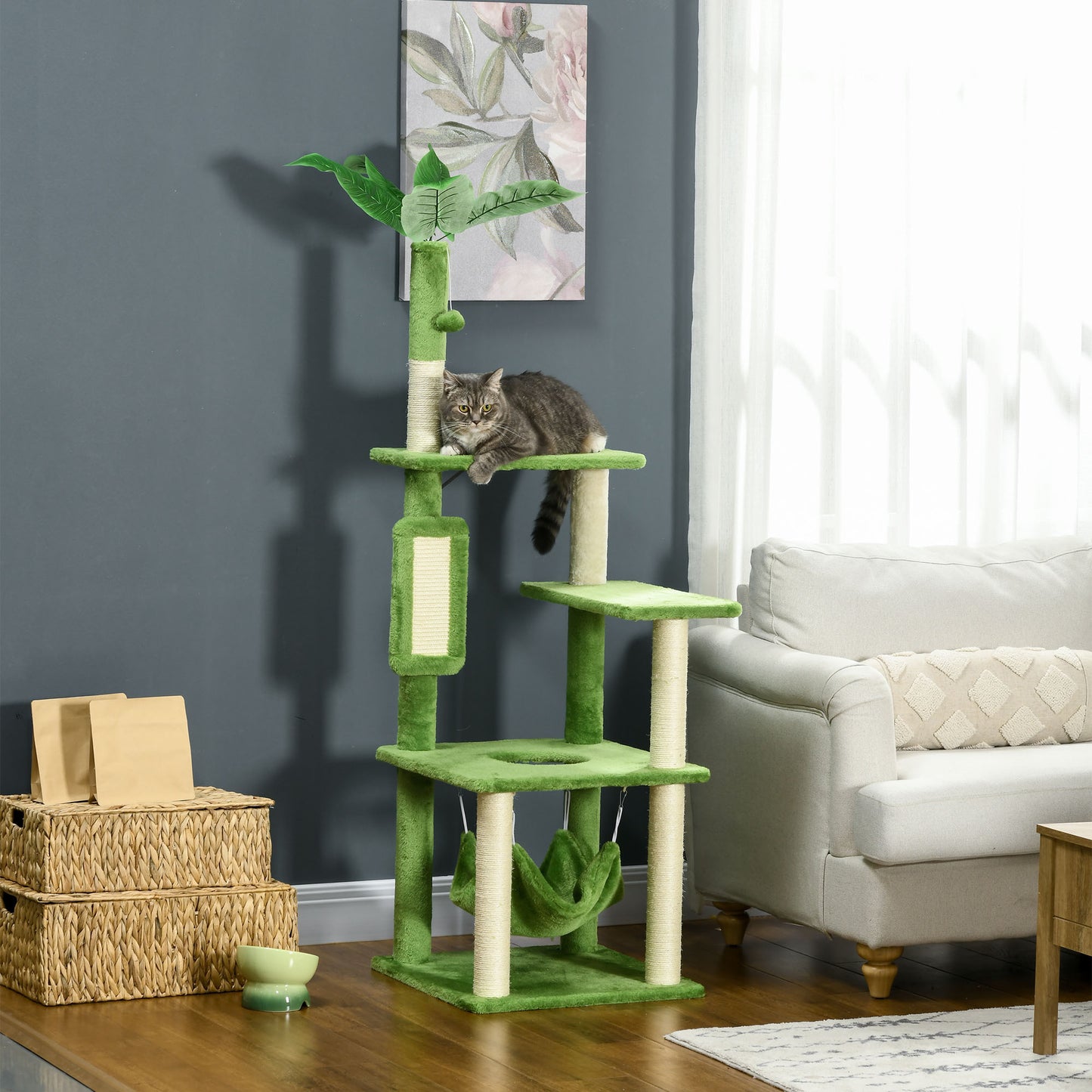 Cozy Cat Haven Tower with Hammock and Scratching Post