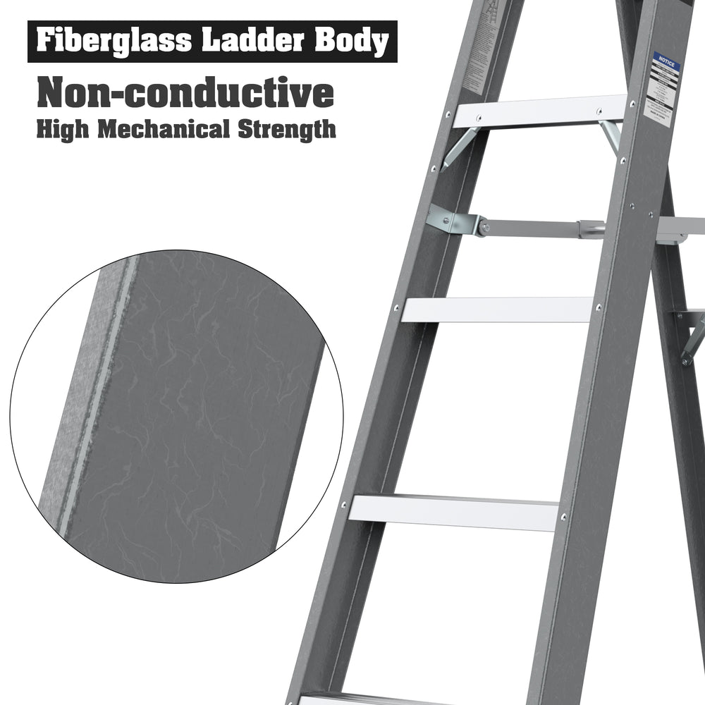 Sturdy Grey Fibreglass Step Ladder