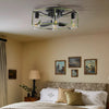 Chic Green Flush Mount Ceiling Fan with Lights & Remote