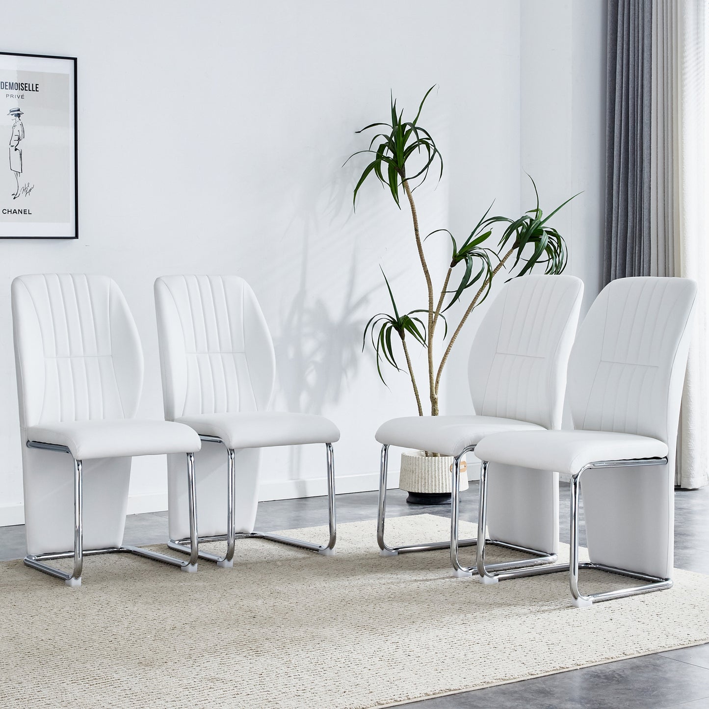 Chic White Dining Chair Set