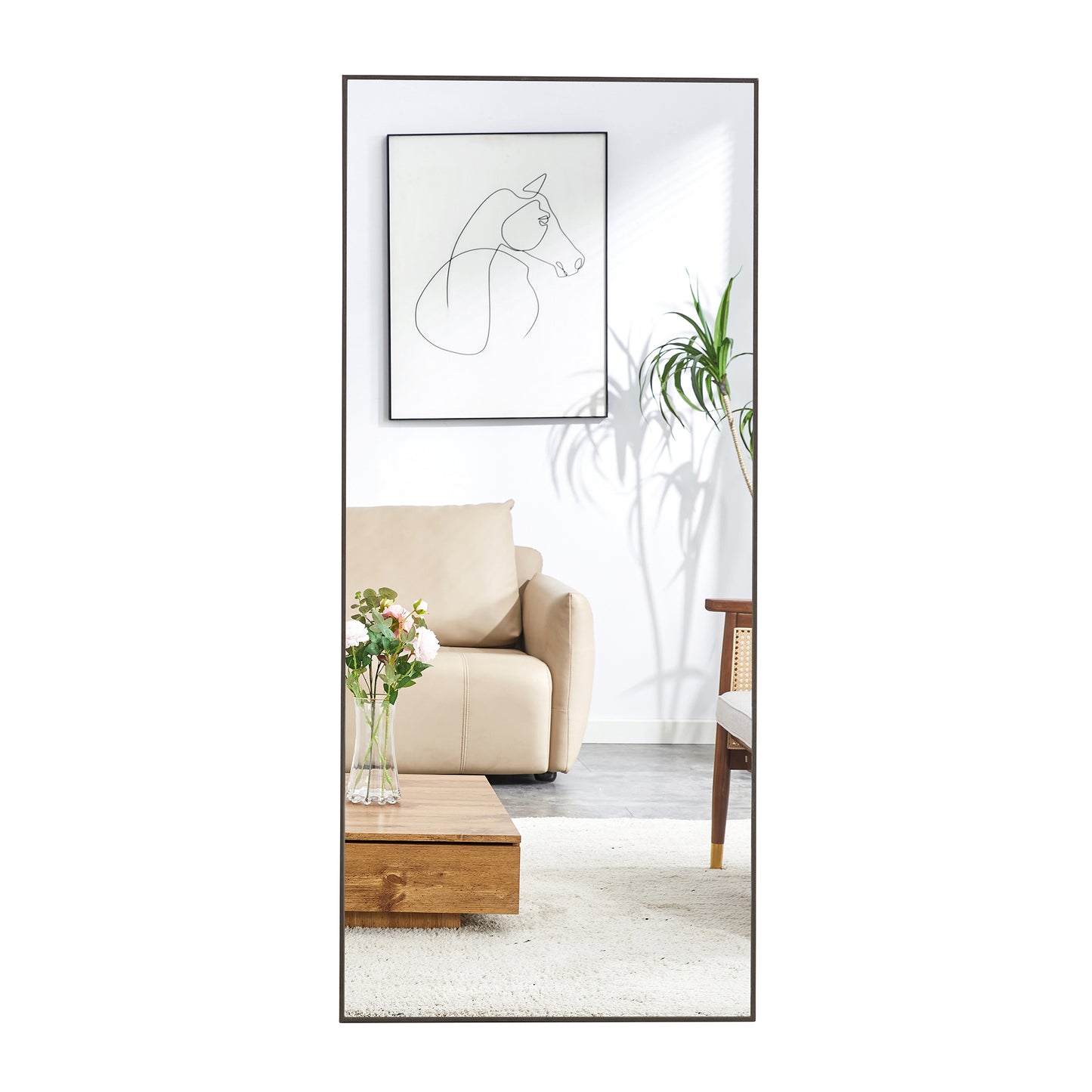 Elegant Full-Length Solid Wood Mirror