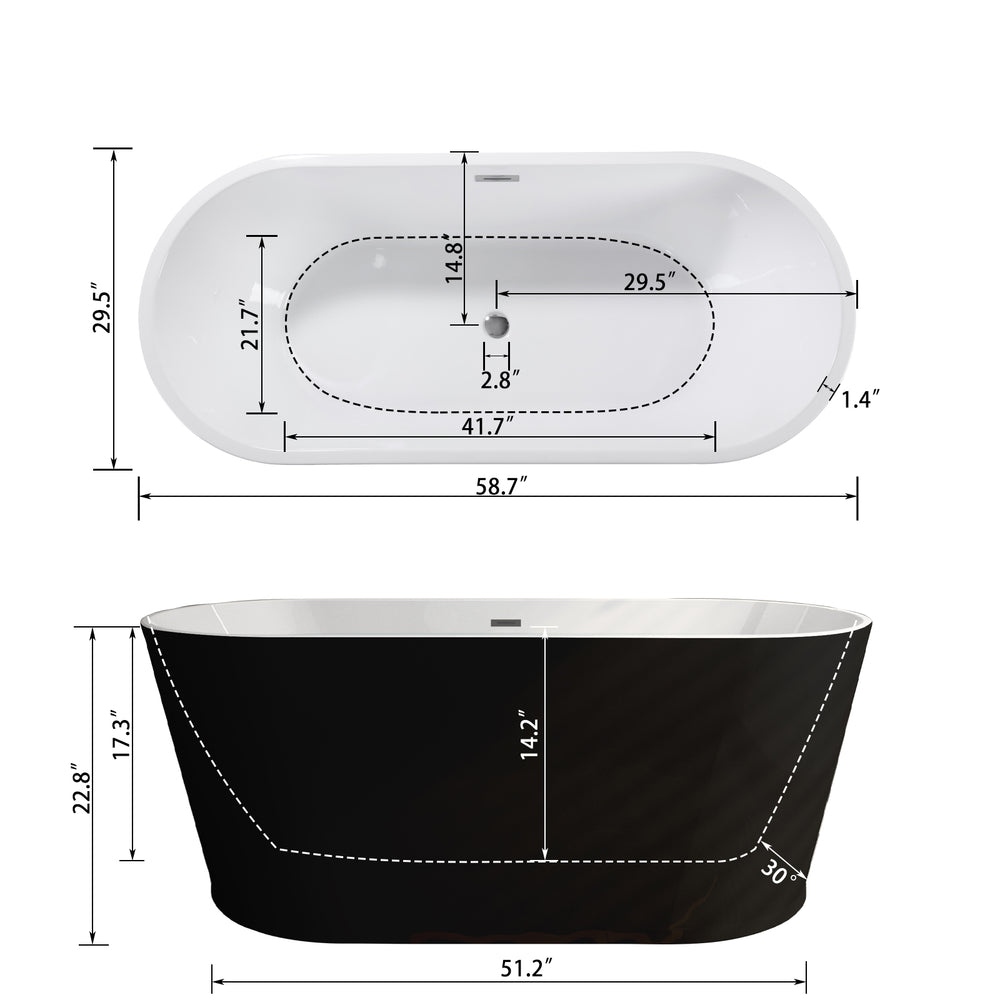 Sleek Black Freestanding Soaking Tub