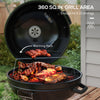 Green Kettle Charcoal BBQ Grill with Trolley & Thermometer