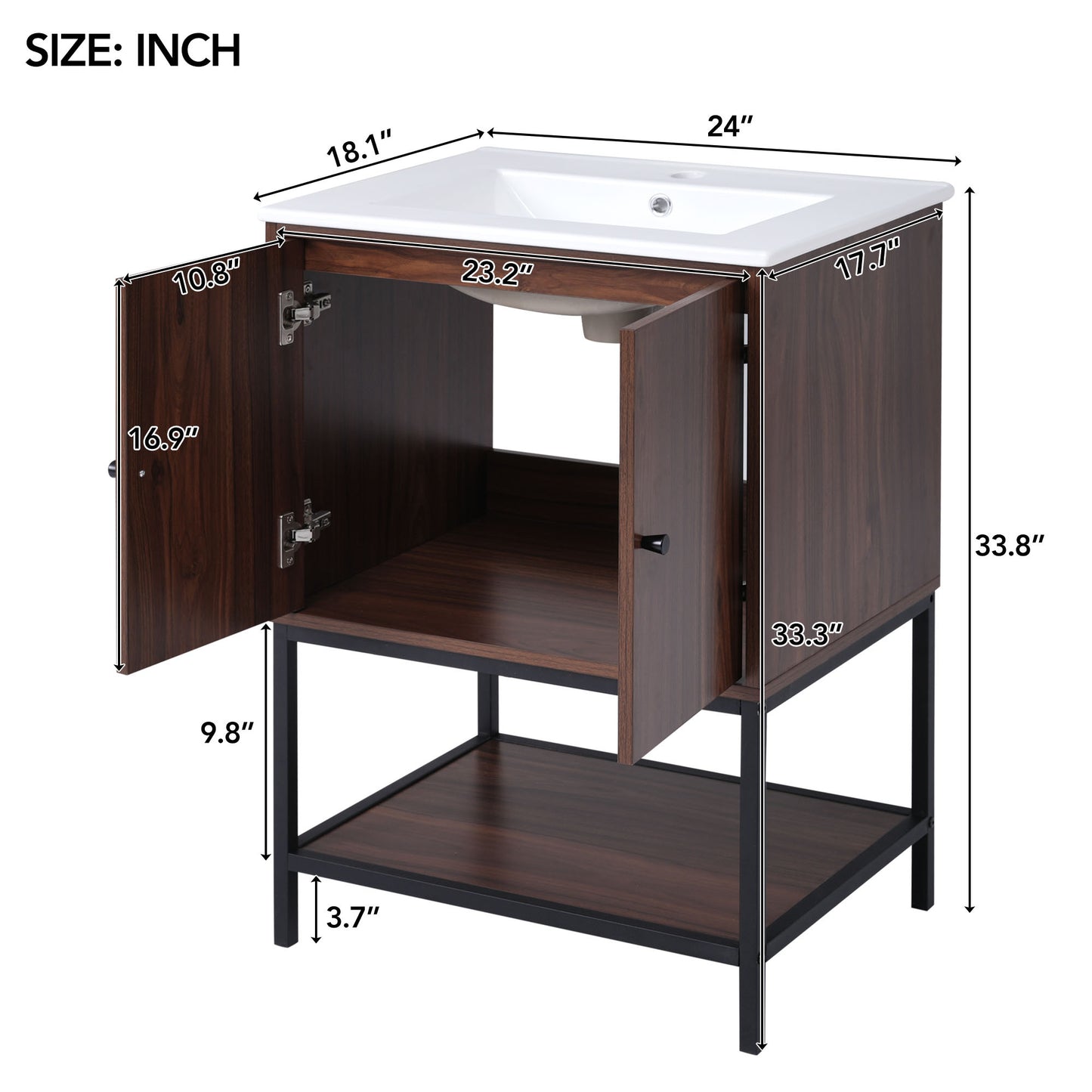 Chic Walnut Bathroom Vanity with Soft-Close Doors