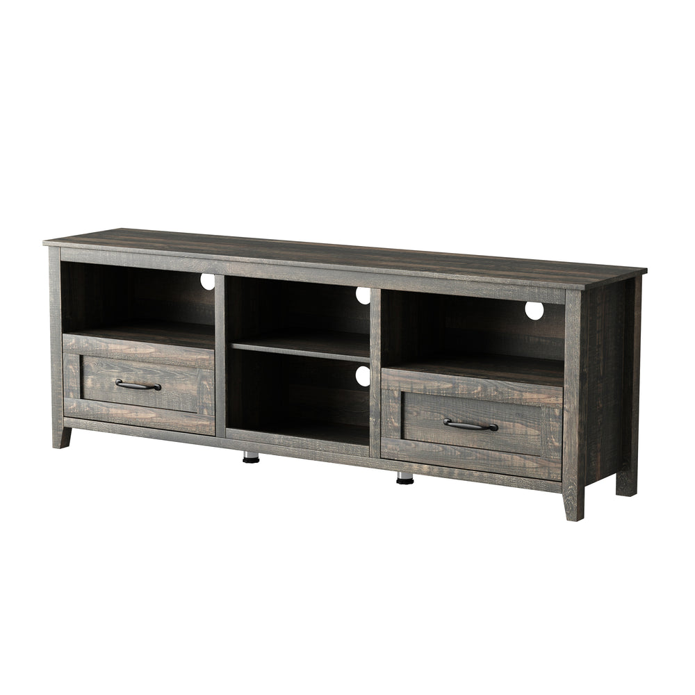 Stylish Black Pine TV Stand with Spacious Storage