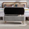 Chic Grey Faux Fur Storage Ottoman Bench