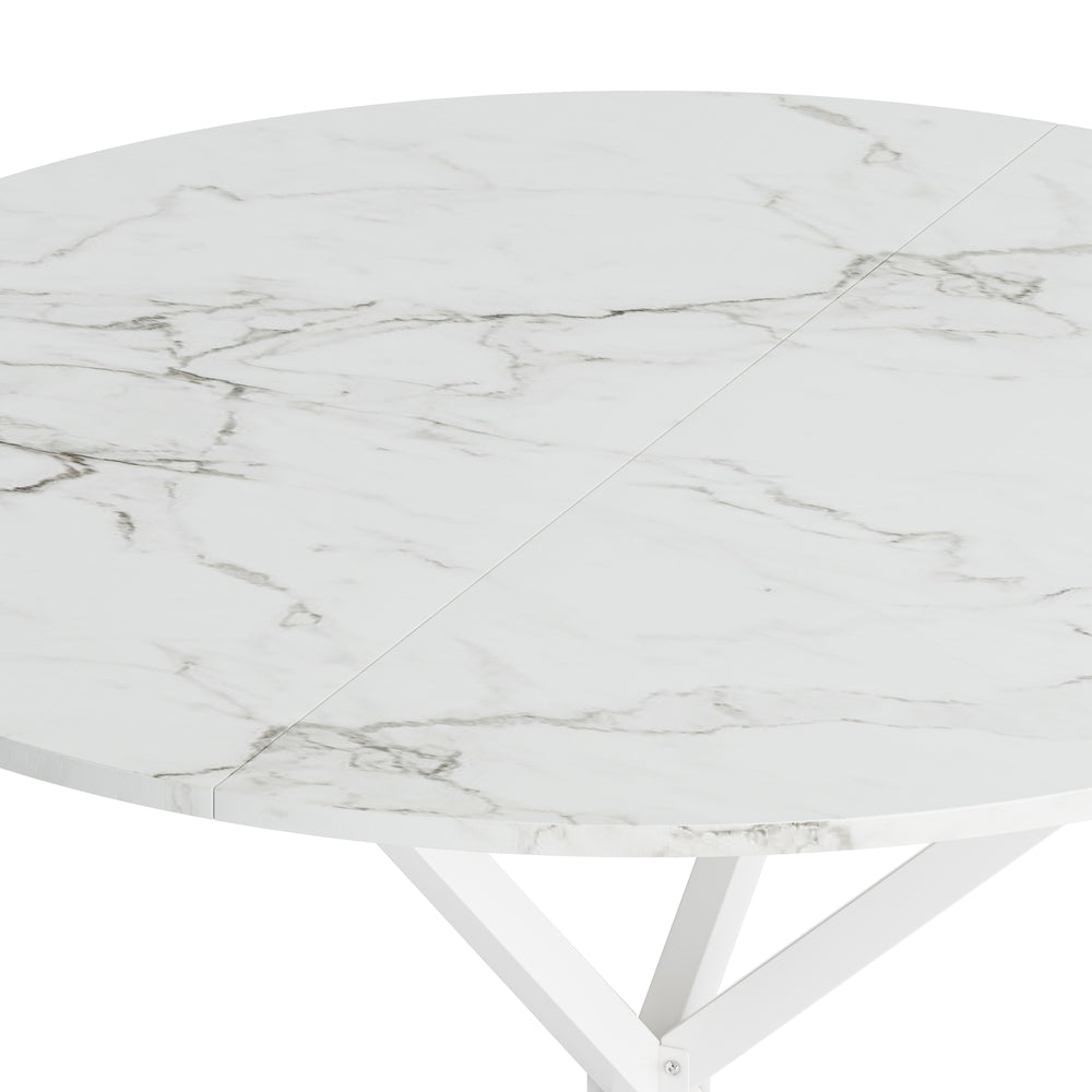 Chic Marble Cross-Leg Dining Table