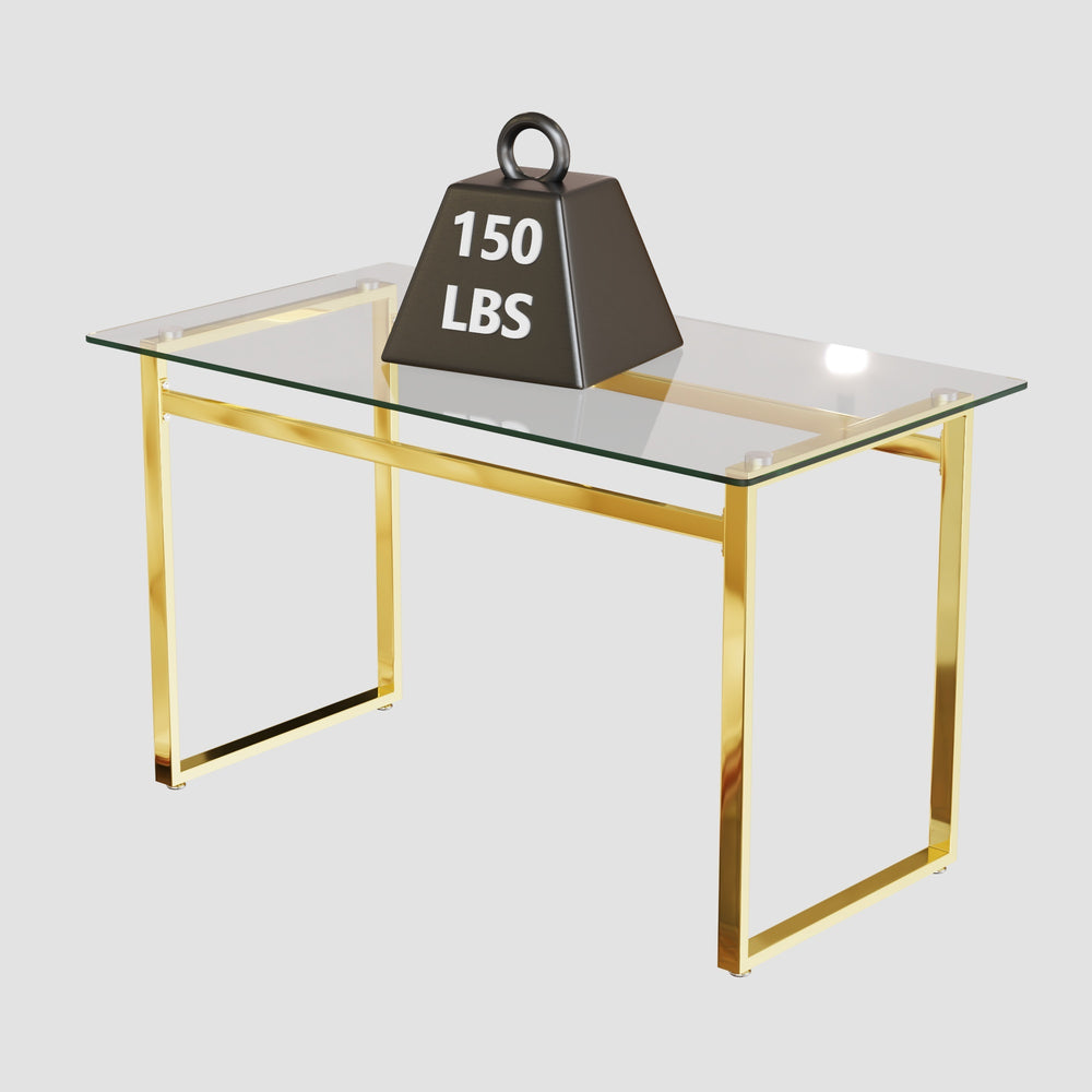 Sleek Glass Dining Table with Chic Gold Legs