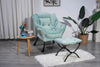 Chic Green Lounge Chair with Ottoman & Side Pocket